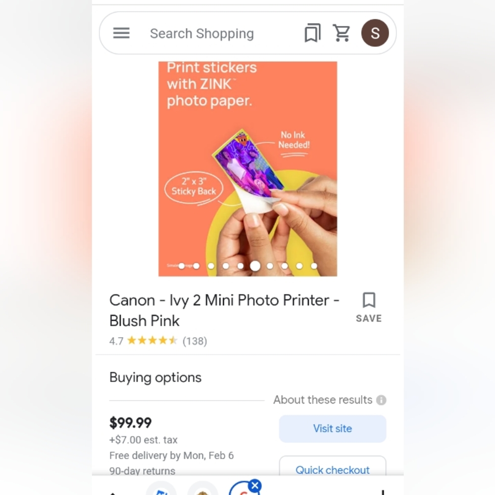 Cannon ivy sticker printer